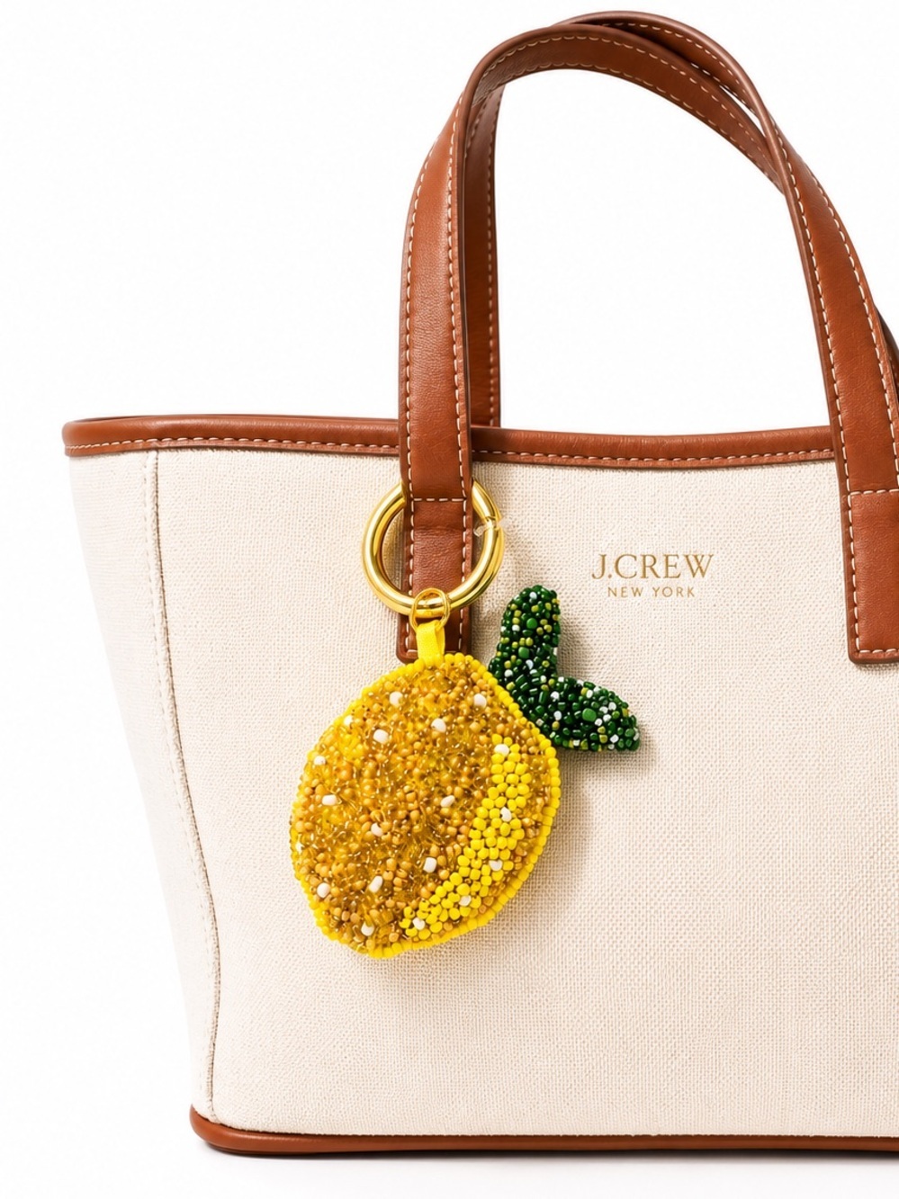 J.Crew Beaded Lemon Bag Charm Keychain NWT | Summer Citrus